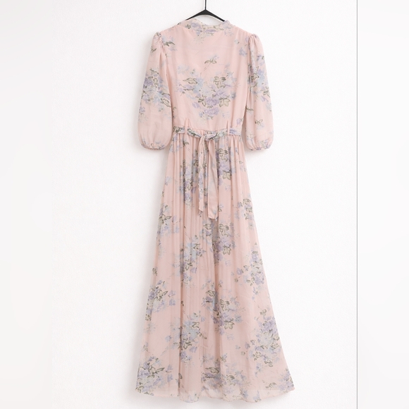 🌸 Floral Chiffon Maxi Dress – Made in India – Size Medium 🌸 - Picture 3 of 6